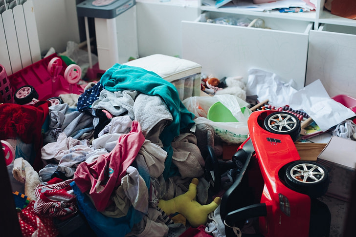 A messy room in a rental property
